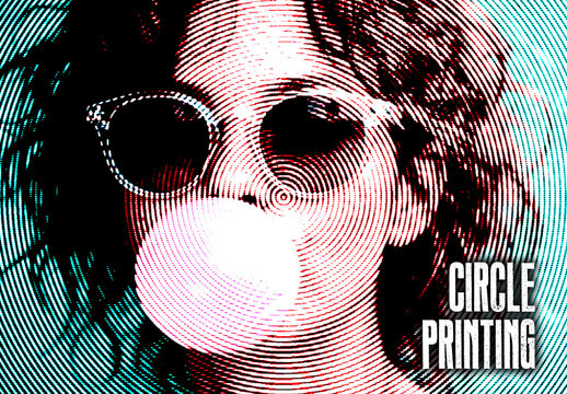 Pop Art Spiral Circle Print Photo Effect