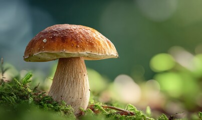 A mushroom is sitting on the ground