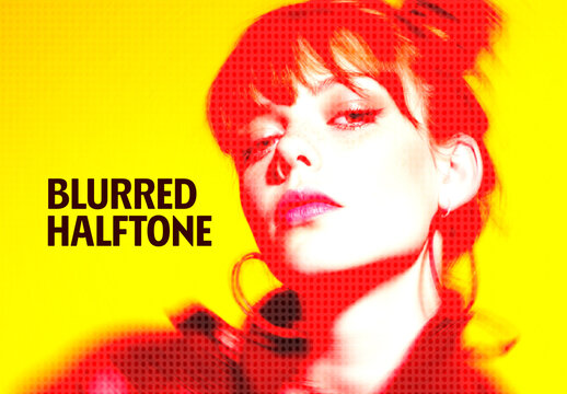 Red Glow Blurred Halftone Photo Effect