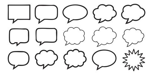 Fototapeta premium Blank outline speech bubble templates collection for comic book text and creative dialogue design