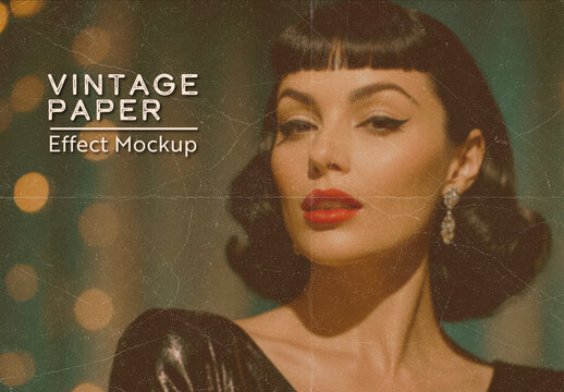 Retro Paper Film Photo Effect Mockup