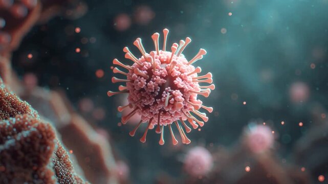 Viral Infection Microscopic View with Cell Structures