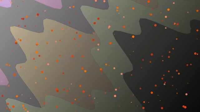 Abstract geometric shapes with splattered particles in a dark gradient background from a close-up viewpoint
