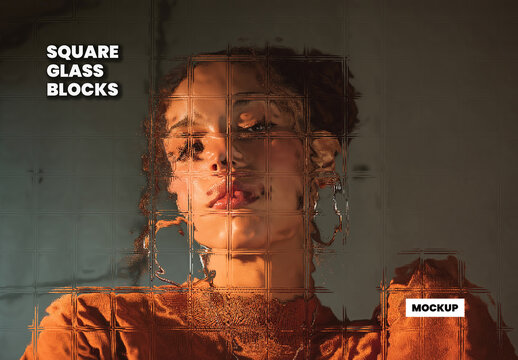 Square Glass Blocks Effect Mockup