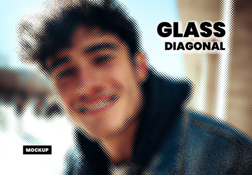 Square Glass Diagonal Effect Mockup