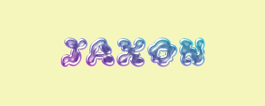 Jaxon name. Jaxon typography. Funny Childish typography. Famous boys name. Glossy 3D Balloon Typography of the Name Jaxon in Metallic Colors.