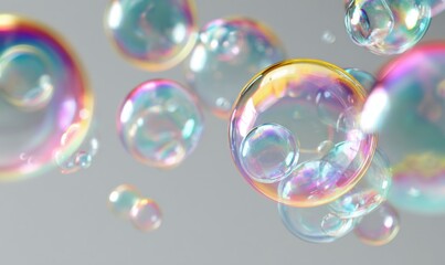Naklejka premium A bunch of colorful bubbles floating in the air