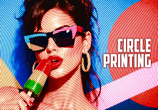 Vibrant Pop Art Circle Printing Photo Effect