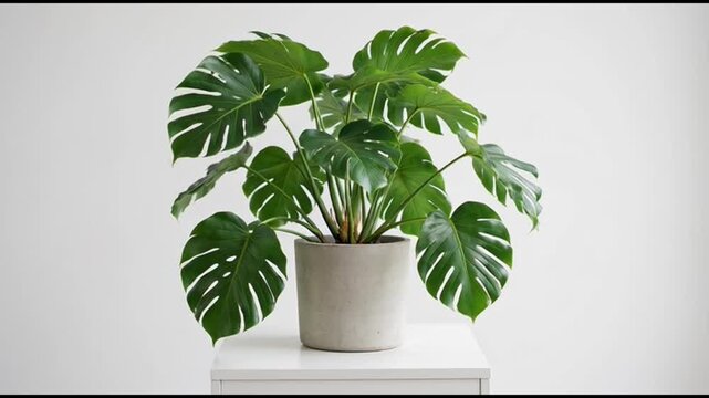 Monstera Deliciosa in White Pot.