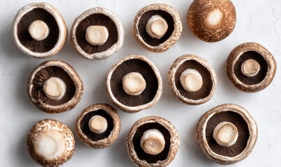 Fototapeta premium A bunch of mushrooms with the stems removed