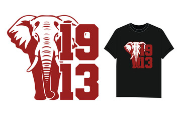 Vintage 1913 elephant design on t shirt and print Vector