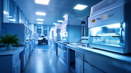 Fototapeta premium Modern public health laboratory with biosafety cabinets and centrifuges