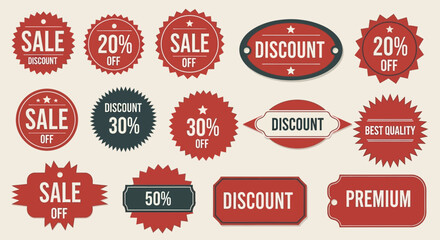 Obraz premium Collection of Sale and Discount Badges, Labels, and Stickers for Marketing and Promotion