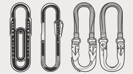 Four black and white illustrations of various metal fasteners. Includes detailed outlines and simple designs