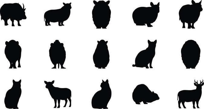 Collection of various animal silhouettes