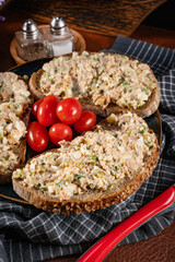 Sandwiches with fresh homemade tuna fish paste.