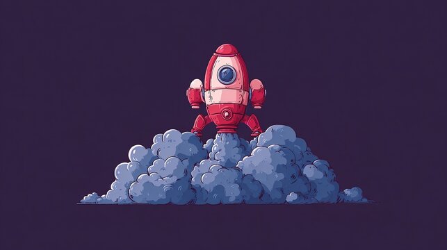 Embark on a thrilling journey into the unknown with our captivating rocket ship illustration! Feel the rush of adrenaline as it soars through the vast expanse of space.