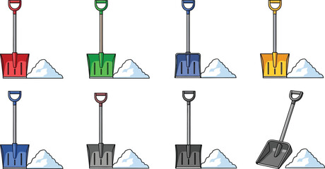 Colorful beach shovels and pails set with varying designs ideal for summer graphics on transparent background silhouette high quality professional detailed © mrvect02