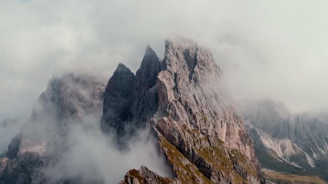 Majestic mountain peaks shrouded in mist