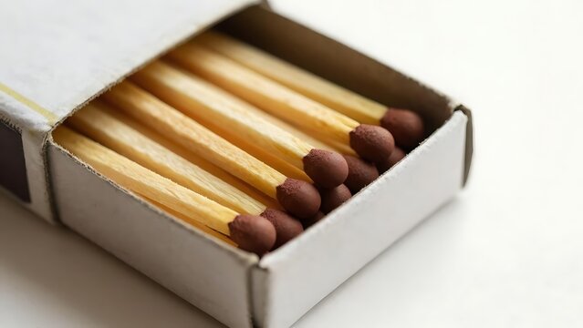 An open matchbox with neatly arranged wooden matches, a symbol of readiness, potential or everyday usefulness