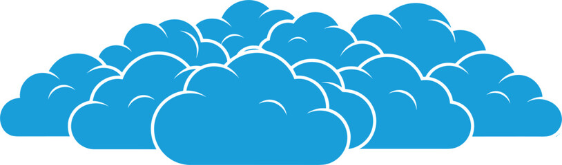 Group of blue cloud vector icons for weather forecasting sky background design nature concepts atmospheric climate representation and creative cloud computing web services.