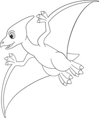 Pteranodon drawing. Flying dinosaur coloring book element © LadadikArt