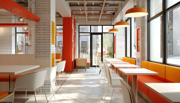 Modern fast food restaurant interior