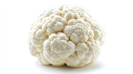 Whole fresh white cauliflower head isolated on a white background