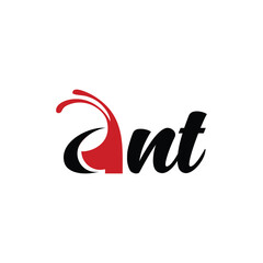 Obraz premium Creative Ant Lettering Logo with Red and Black Abstract Ant Head Element on White