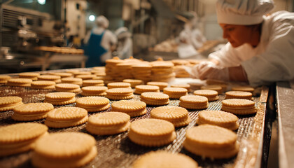 Fototapeta premium Cookie making factory bakery fresh cook biscuit