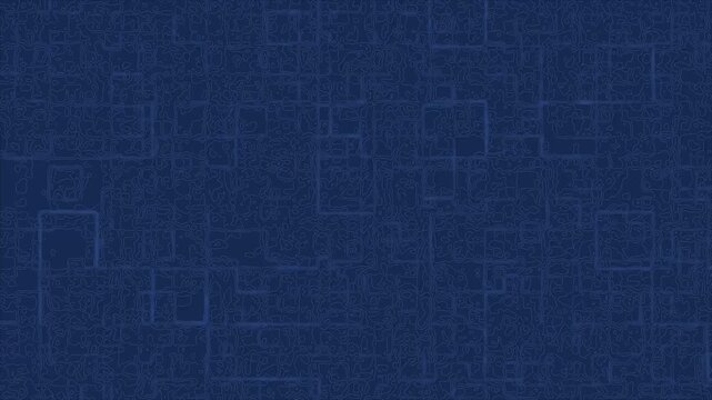 Abstract blue topographic lines and square patterns morphing and flowing as a modern motion graphic background