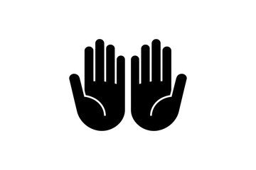 Obraz premium Two open hands icon. Created in solid black style with a white background.
