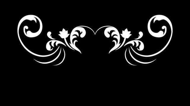 Elegant White Floral Ornament on Black Background for Design Elements and Decorative Accents.