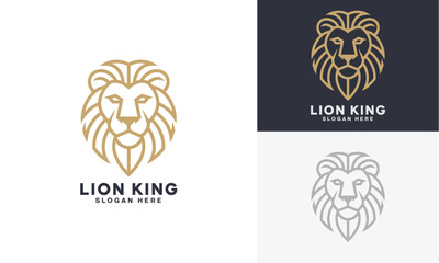 Fototapeta premium Lion King logo designs displayed on various colored backgrounds showcasing different visual styles and typography
