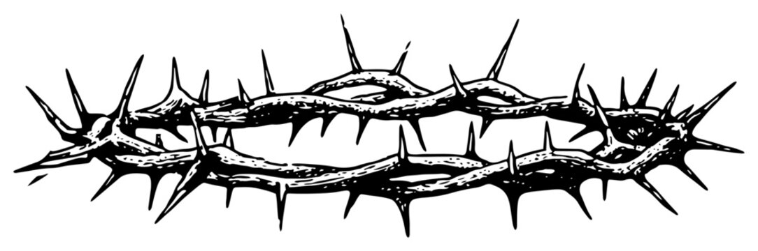 Crown of thorns religious symbol in vintage engraving style