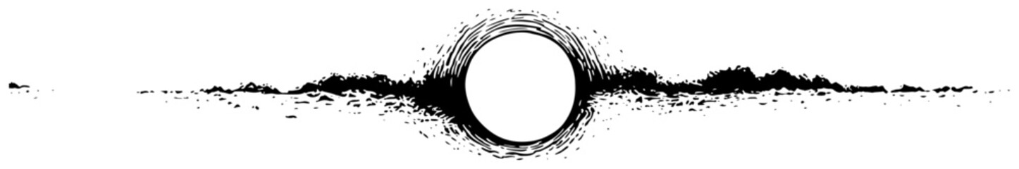 Deep circular hole or pit in the ground sketch