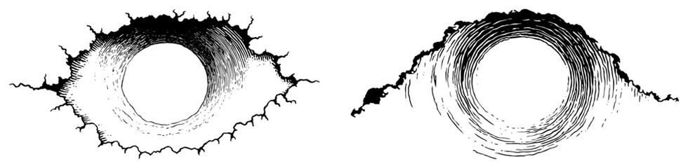 Large ground crater with cracked edges and deep void © AdrianGebert