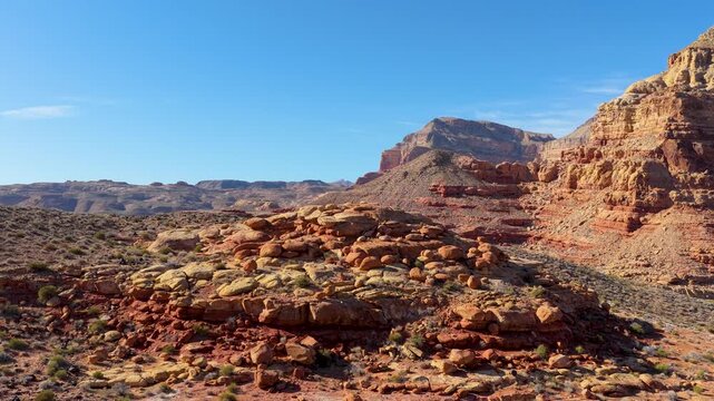 Aerial Sandstone Formations Virgin River Canyon Arizona Orbit