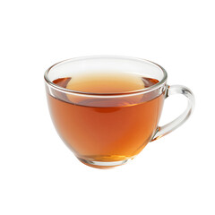 Refreshing cup of tea in a transparent glass isolated on white background