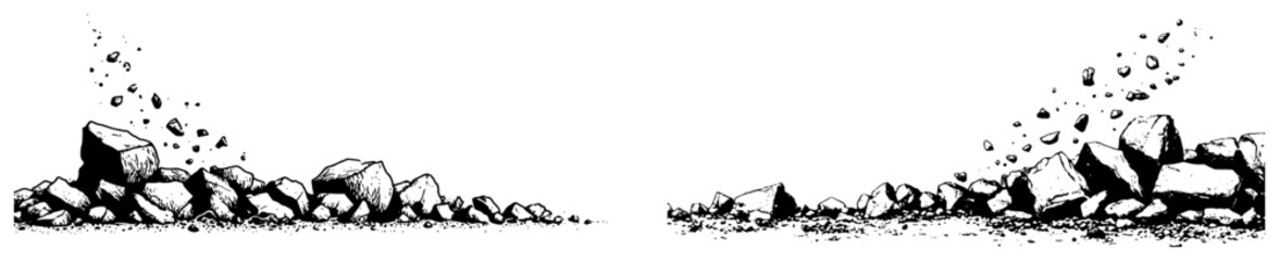 Hand drawn pile of rocks and rubble on the ground © AdrianGebert