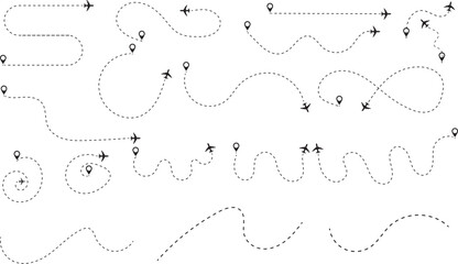 Various flight paths across a clean expanse, showcasing intricate and diverse air travel routes, plotted with precision to highlight trajectories and destinations. © zxr design