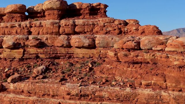 Aerial Red Rock Formations Virgin River Canyon Arizona Flyover