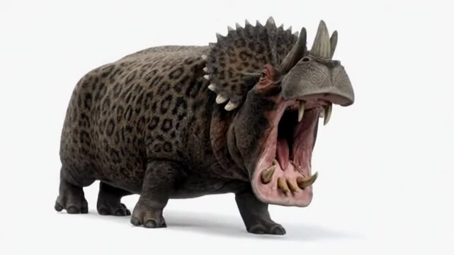 Tricerohippopotamus moving a little alone