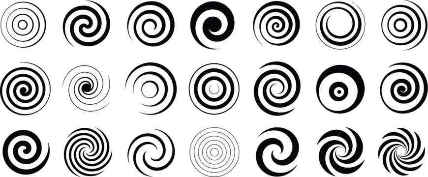 set of abstract spiral and swirl vector graphic design elements