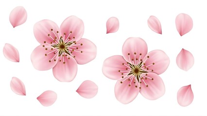 A beautiful illustration of pink flowers on transparent background