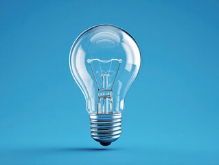 light bulb clear isolated on a blue background