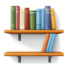 Library Books on Shelf Vector Illustration