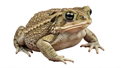 Fototapeta premium A large toad sitting on a transparent background with its legs stretched out