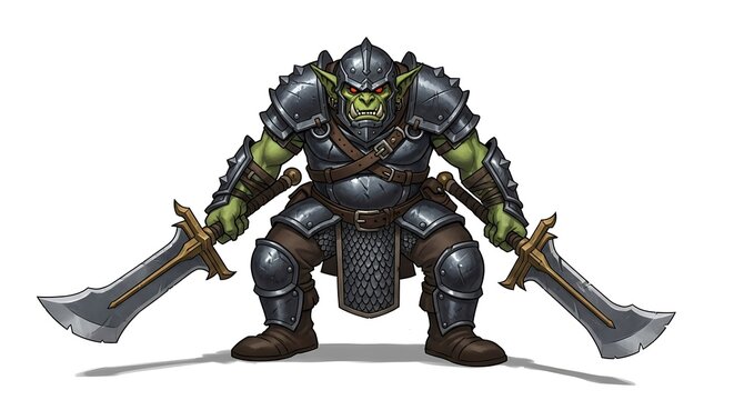 Fantasy Orc Warrior in Heavy Armor.