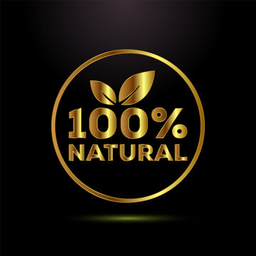 Minimalist circular gold natural product badge for eco friendly merchandise use